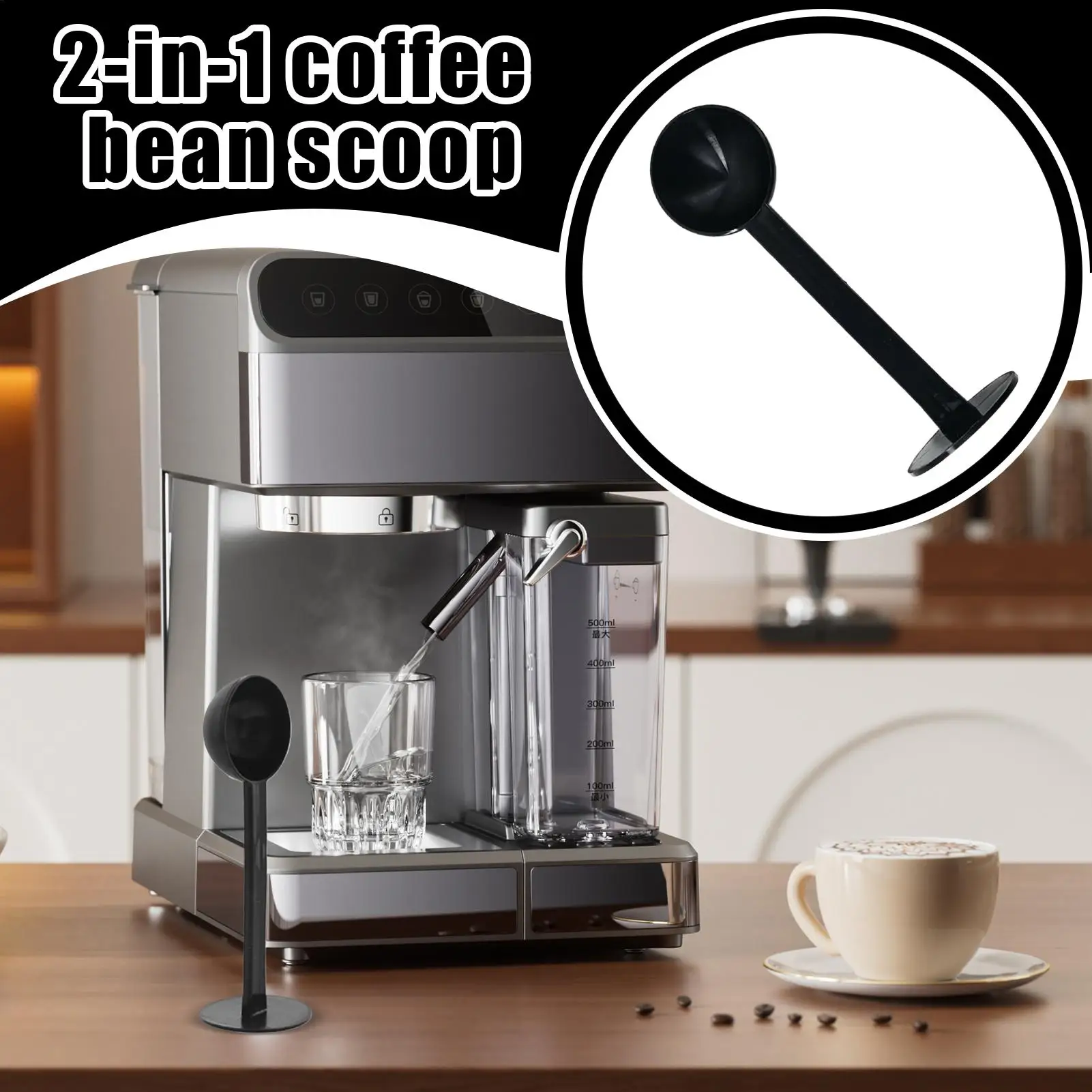Coffee Spoon Tamping Scoop 2 in 1 for Coffee Powder Coffeeware Measuring Tamper Spoon Double-Purpose Kitchen Accessories