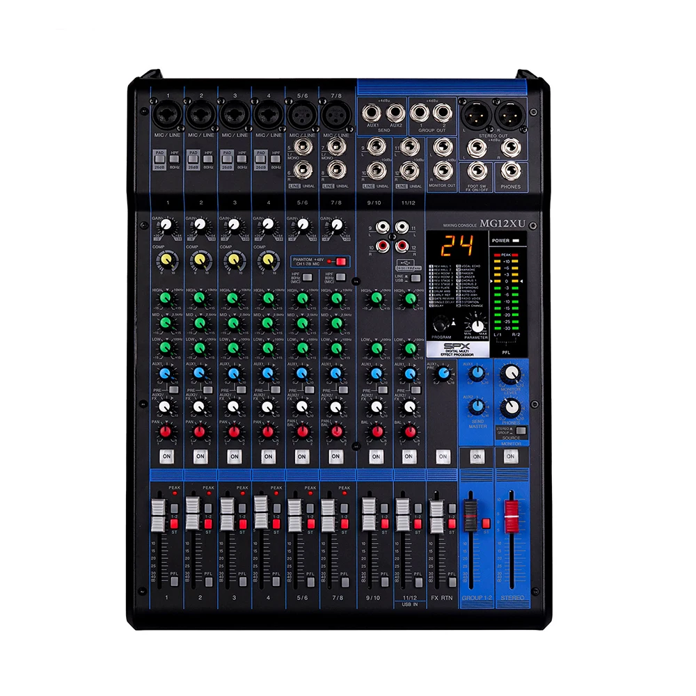 \12 channel professional audio mixer Hot sale MG12XU digital audio console high quality professional audio mixer