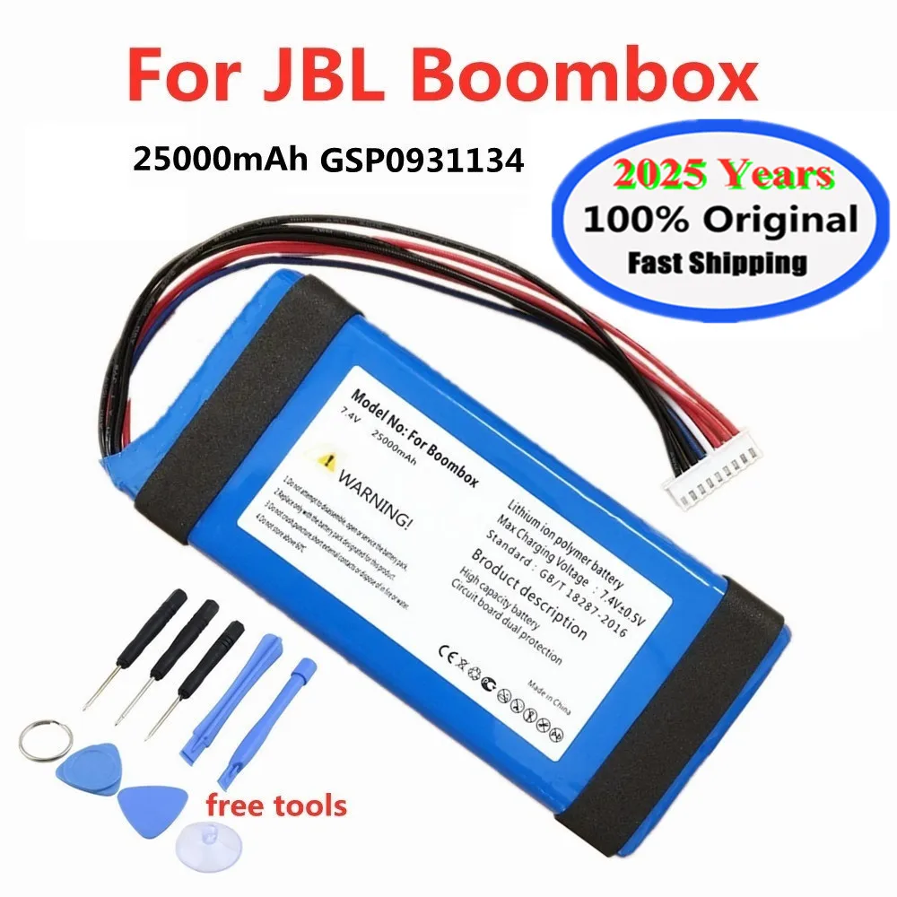 2025 Years 100% Original Battery GSP0931134 01 For JBL Boombox 1 Boombox1 JEM3316 JEM3317 JEM3318 25000mAh Bateria Batteries