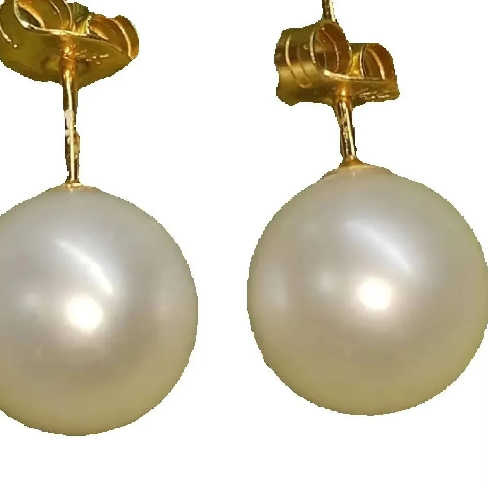 

Gorgeous AAAA+Natural 6-7mm 7-8mm 8-9mm South Sea White Round Pearl Earrings 14k Gold