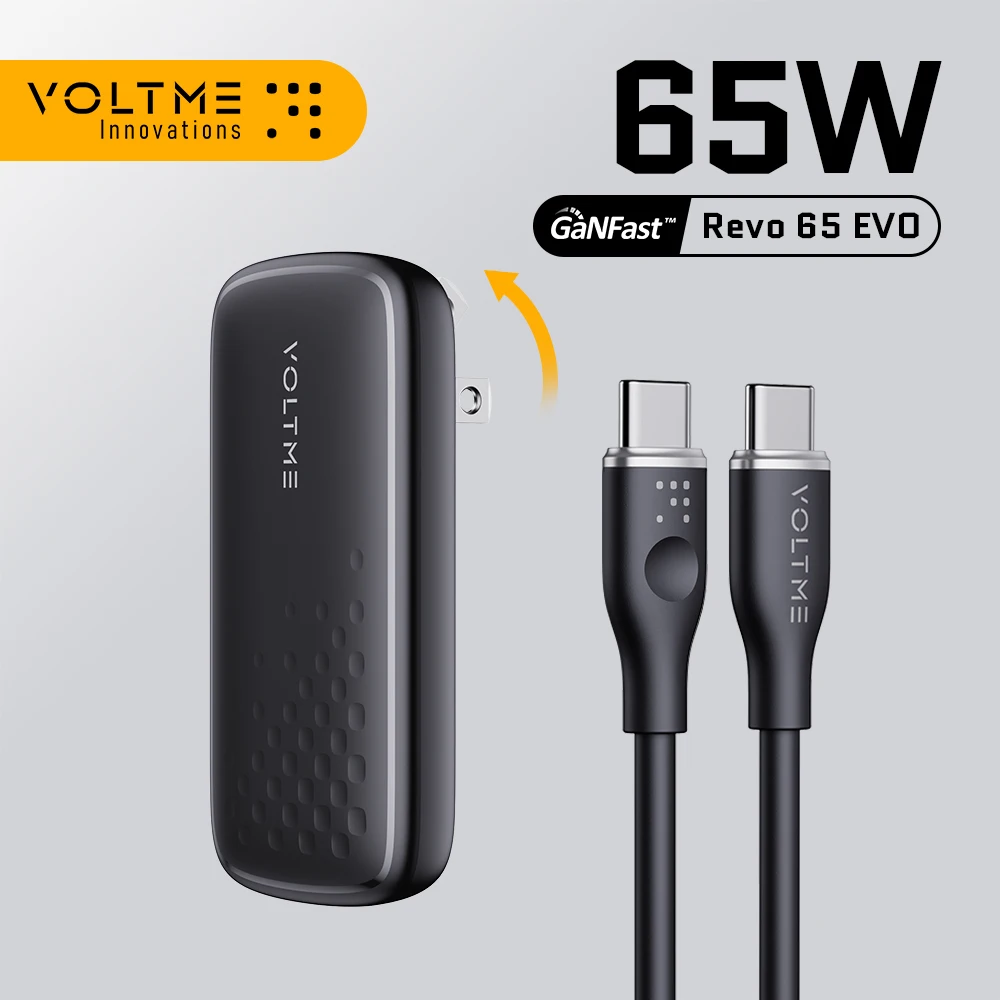 VOLTME GaN 65W Ultrathin USB C Charger Quick Charge 5.0 PD3.0 Fast Charging Charger Phone Charger For iPhone 14 Pro Max Macbook