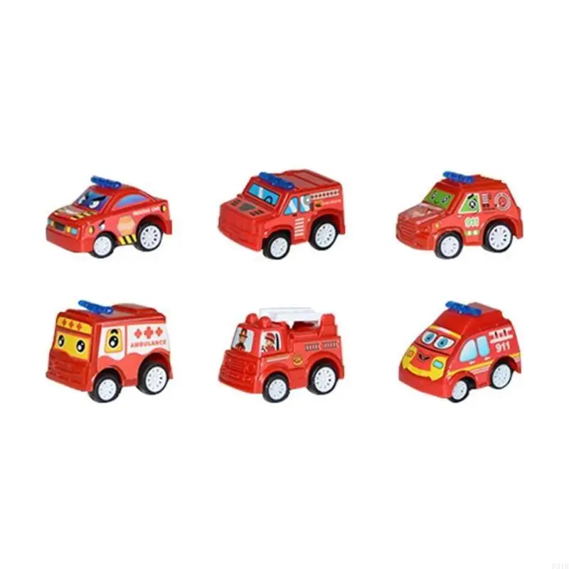 6 piezas Pequeño vehículo retroceso autos juguete Conjunto autos construcción para niños para niños pequeños P31B