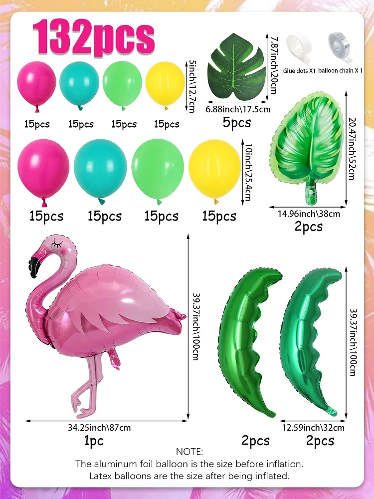 1pc\132pcs Tropical Theme Balloon Arch Kit for Hawaiian banquet summer beach themed birthday parties, wedding decoration - view 6
