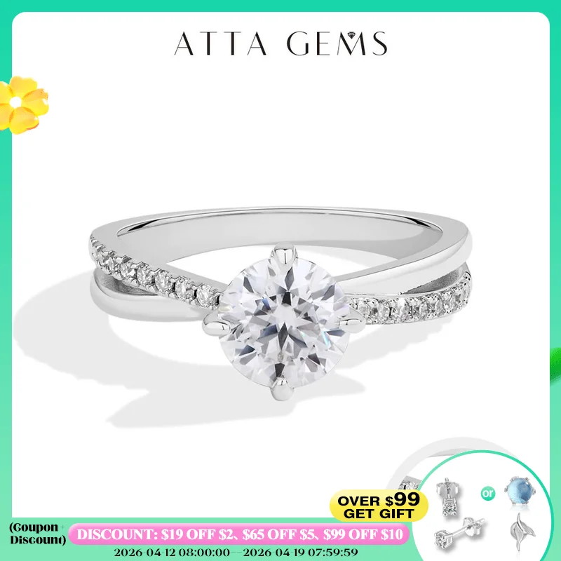 

ATTAGEMS Classic Moissanite Wedding Ring Four Claws Original s925 Sterling Silver Jewelry for Women Engagement Band High Quality