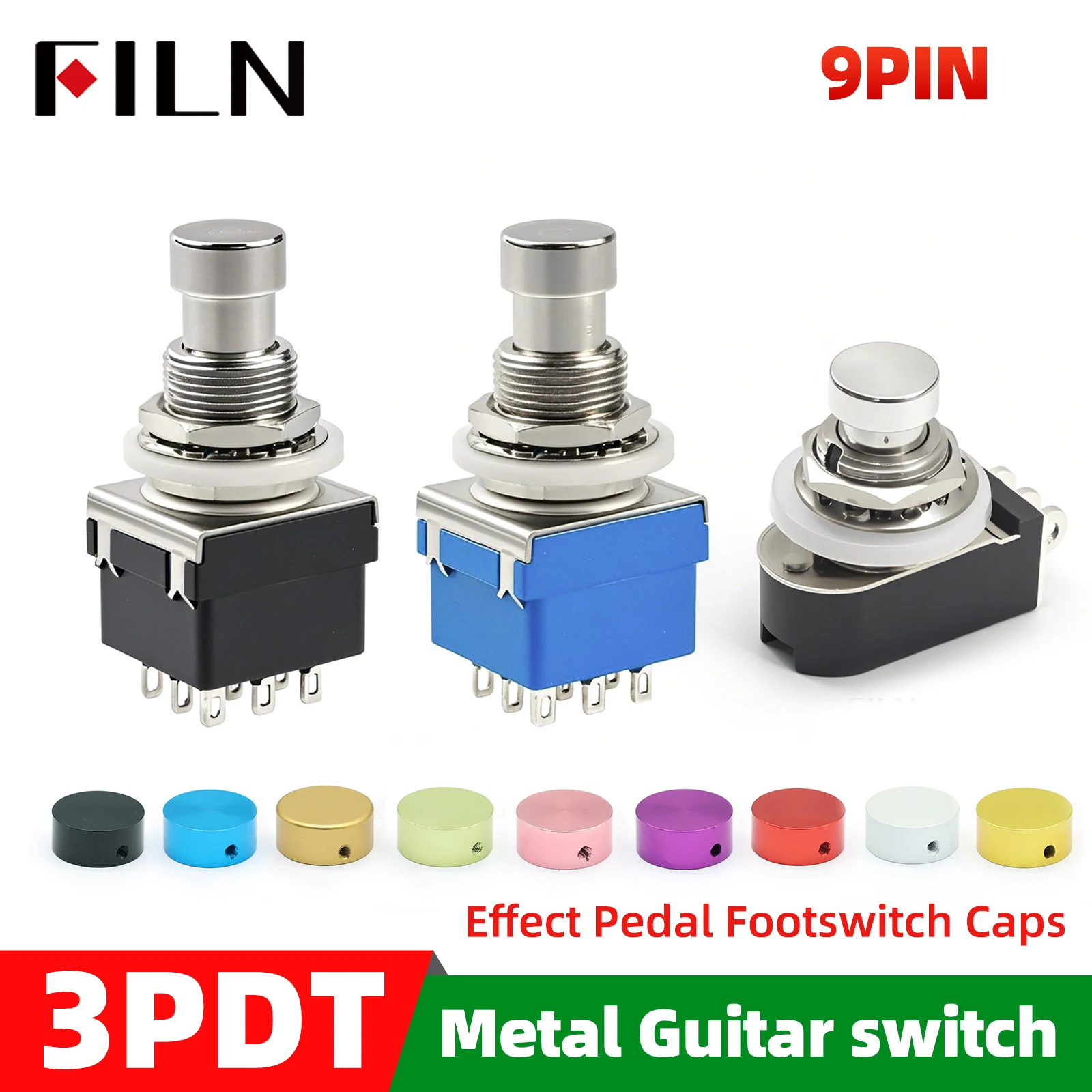 FILN 3PDT 9Pin Stompbox with Cover Electric Guitar Effects Pedal Foot Switches True Bypass Favorable Price