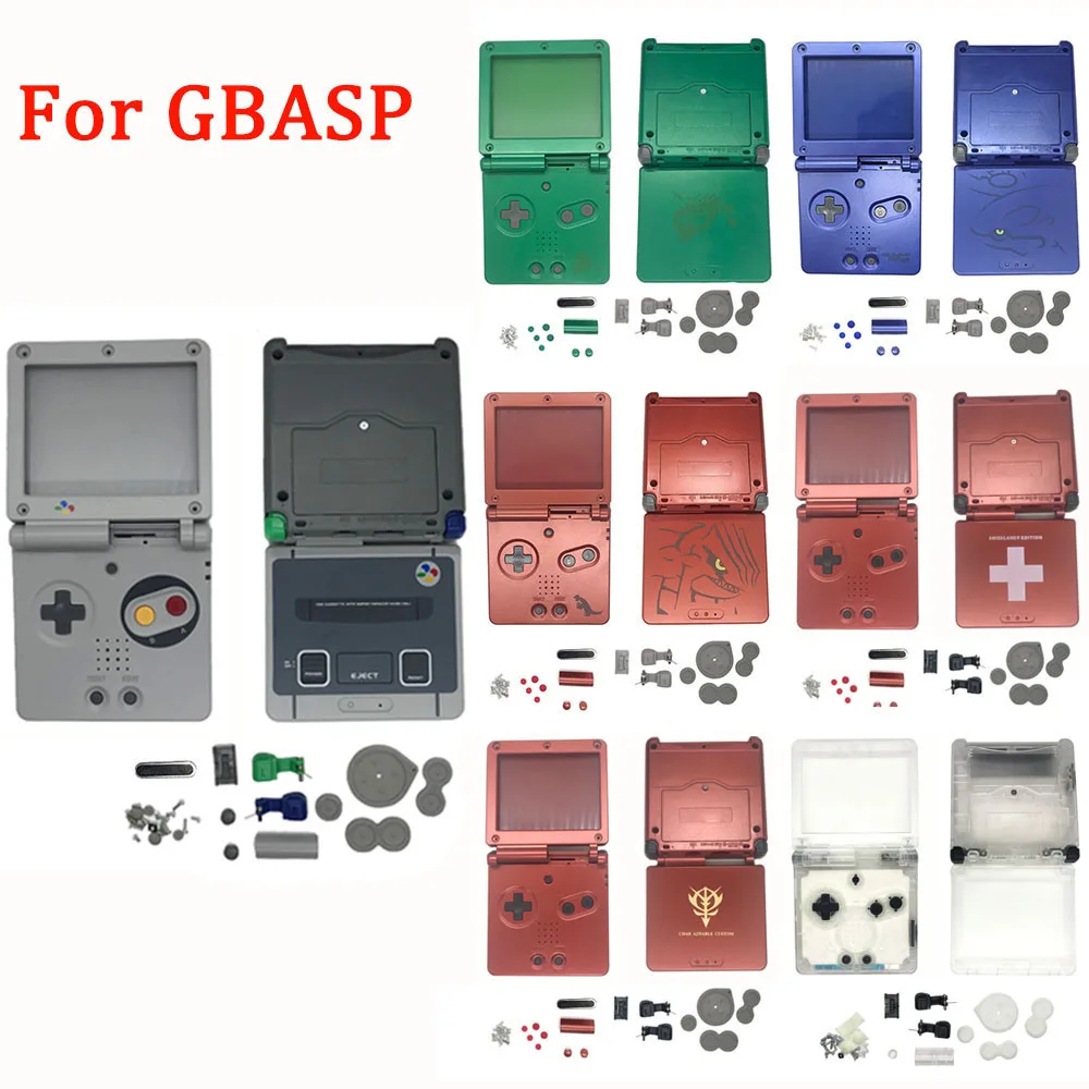 New 16 colors Housing Shell Case for GBASP Classic SFC Gray Shell with button, rubber pads, sticker replace for Gameboy Advance