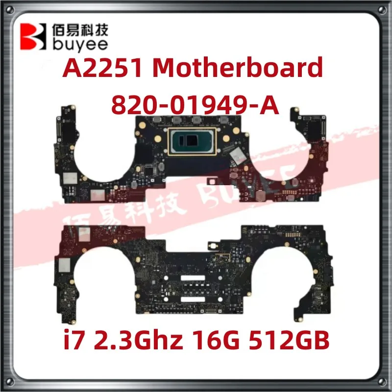 

Original A2251 Motherboard 820-01949-A 2020 Year For MacBook Pro Retina 13" A2251 Logic Board i7 2.3Ghz 16G 512GB