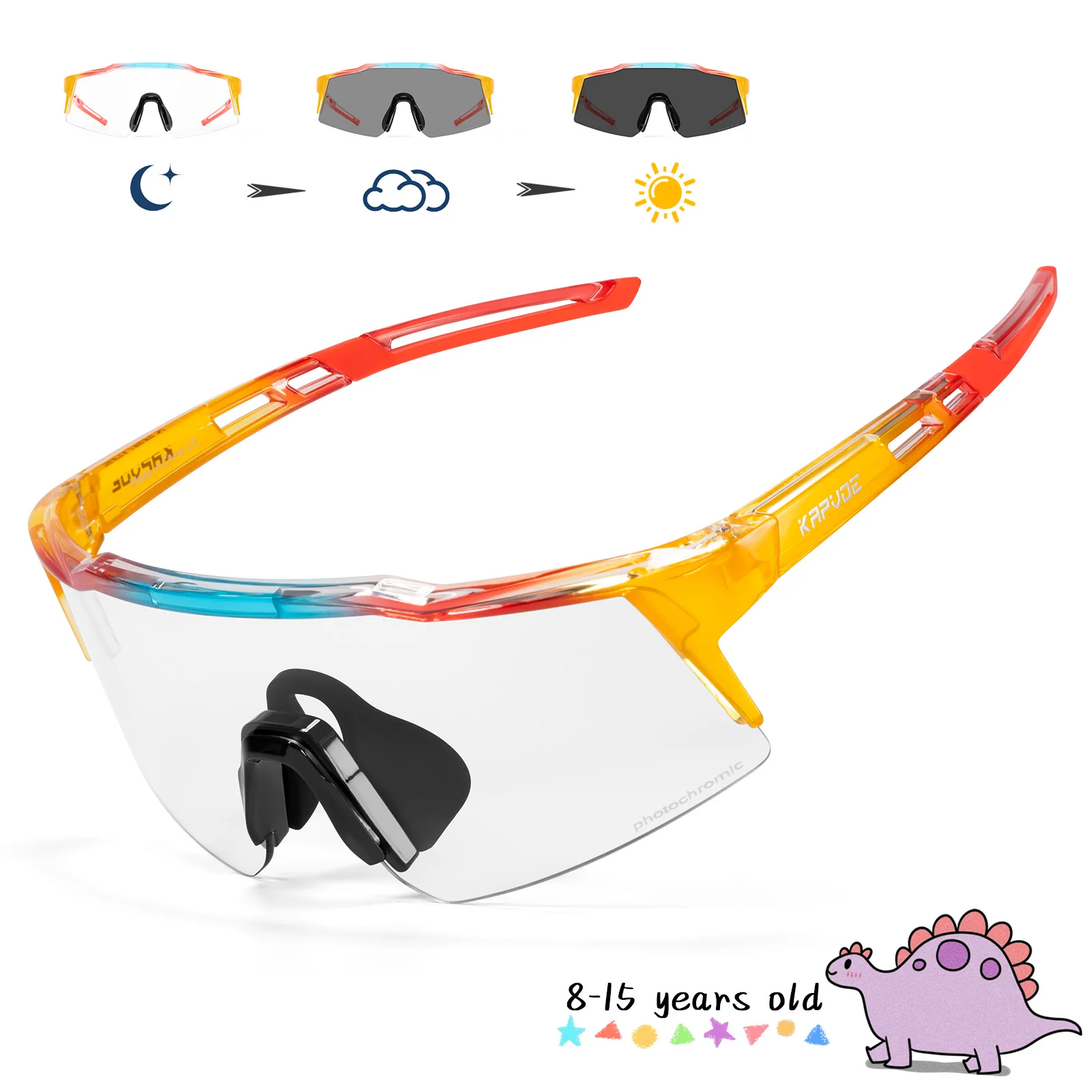 Kapvoe Teen Glasses Photochromic Sunglasses Sports Cycling Kids UV400 Boys Bike Glasses Outdoor Girl Bicycle Protection Glasses
