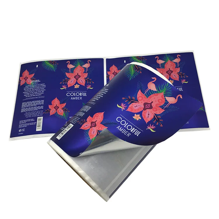 Customized Cosmetic Package Metal Shiny  Stickers Printed Waterproof Matte Silver Foil Adhesive Labels