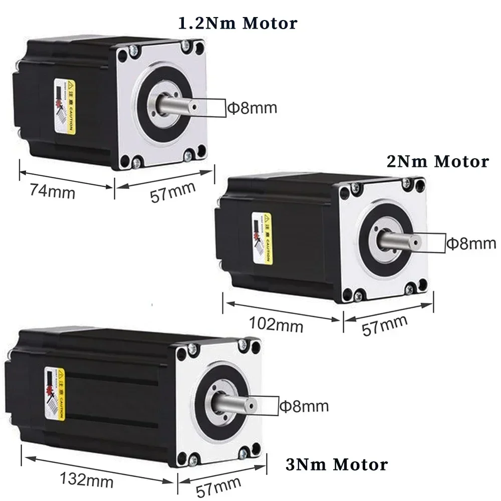 Nem23 57mm Closed-loop Stepper Motor 1.2Nm /2Nm /3Nm 4A 2PH Shaft 8mm With Encoder Hybrid Servo Driver HB808C 3M Cable For CNC