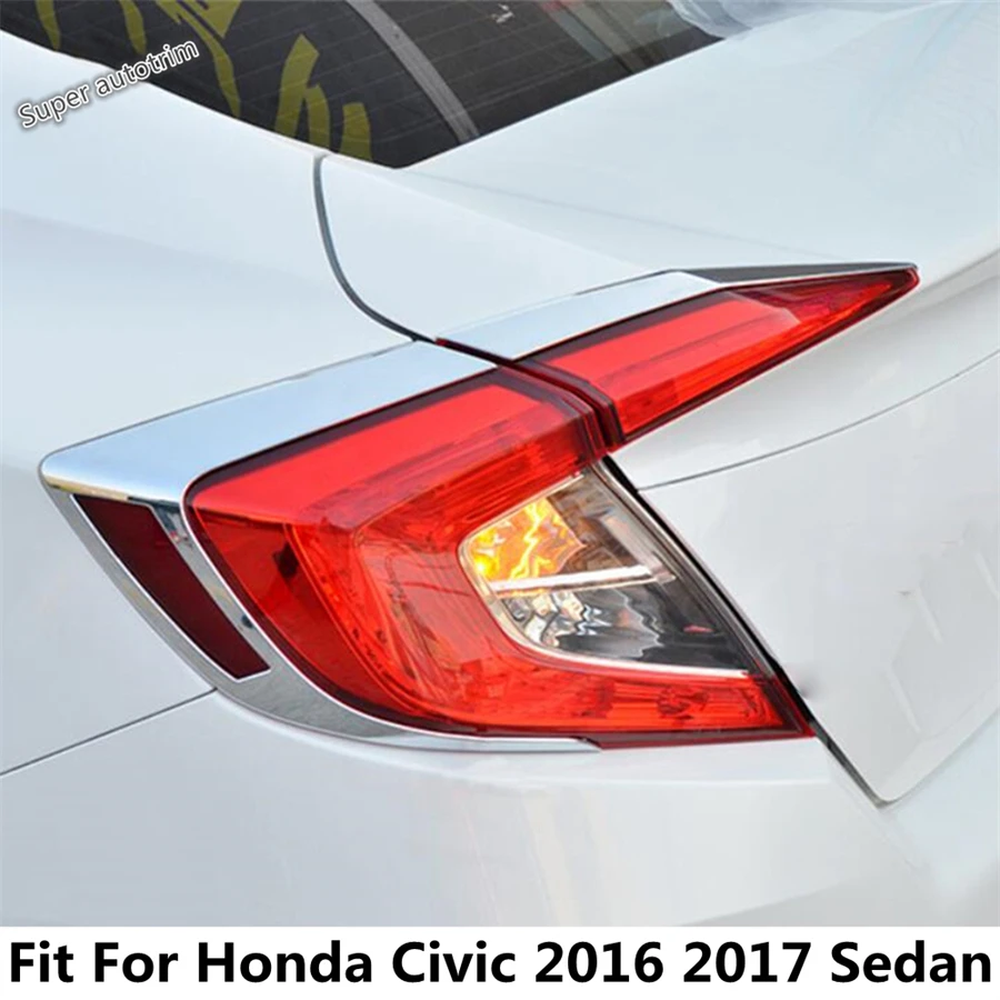 

Rear Tail Light Lamps Eyelid Eyebrow Strip Decoration Cover Trim For Honda Civic Sedan 2016 2017 ABS Chrome Exterior Accessories