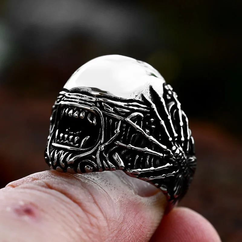 BEIER 2023 New Fashion 316L Stainless Steel Skull Spider Ring Punk Cool Men\'s Ring Biker Unique Jewelry Wholesale Gift