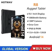 HOTWAV R8 Rugged Tablets Android 14 10.1'' HD+10800mAh Battery IPad 5MP+13MP Camera 12(4+8)GB+128GB Charging OTG Reverse Tablet