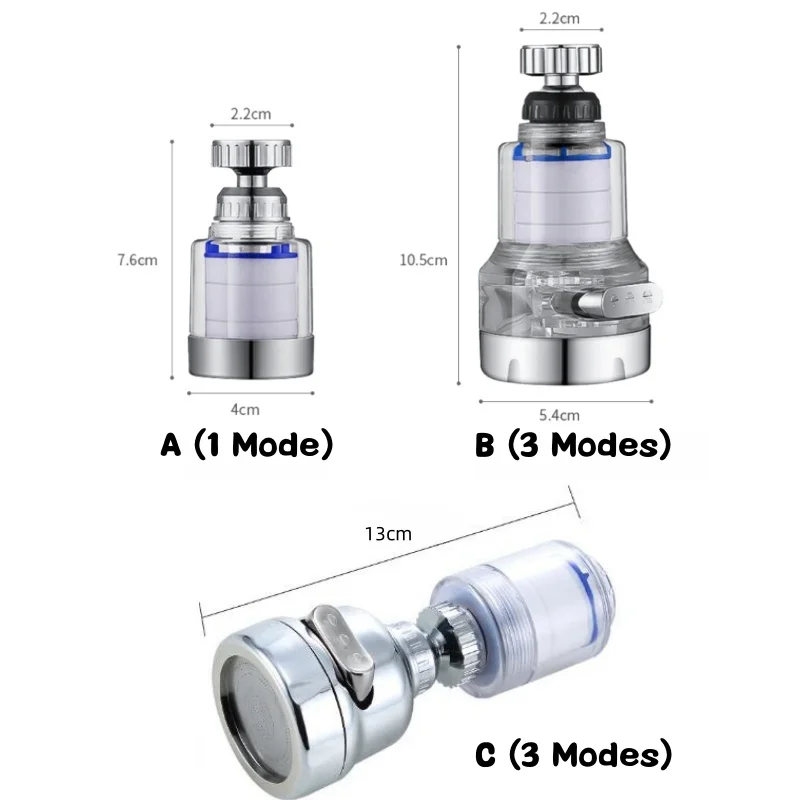 3 Mode 360 Rotating Water Purifier Filter Tap Universal Faucet PP Cotton Filtration For Kitchen Bathroom Shower Household Filter