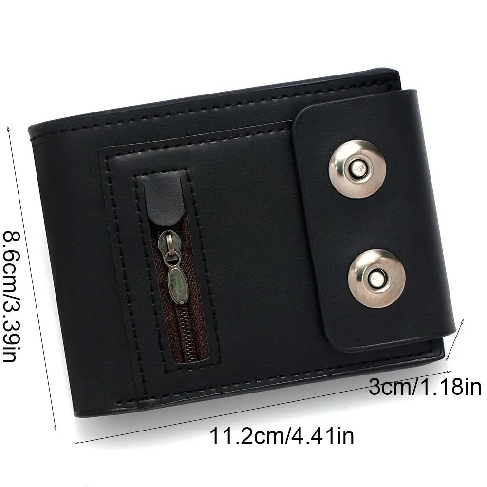 Cartera Vintage de cuero PU para hombre, tarjetero corto antirrobo con hebilla magnética, cartera de negocios multifuncional de gran capacidad para hombre