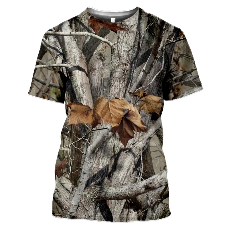 Weed Forest Leaves Print Oversized Camouflage T-shirt Men Women Kids Clothes Hip Hop Rock Outdoor Sports Short Sleeve Streetwear