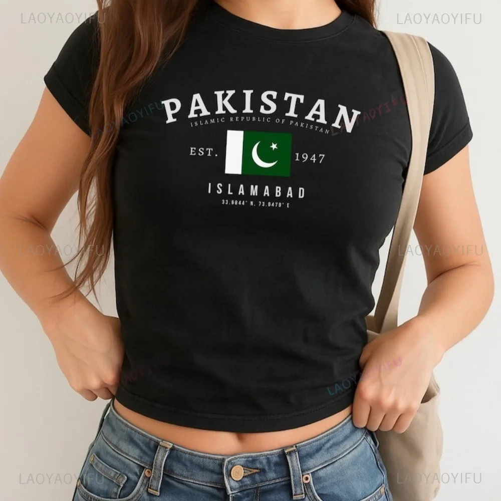 تي شيرت كلاسيكي بعلم كاراتشي باكستان Y2K تي شيرت جنوب آسيا الجمالي باكستاني برايد تي شيرت غير رسمي أنيق للرجال ملابس الشارع الشهير تي شيرت نسائي