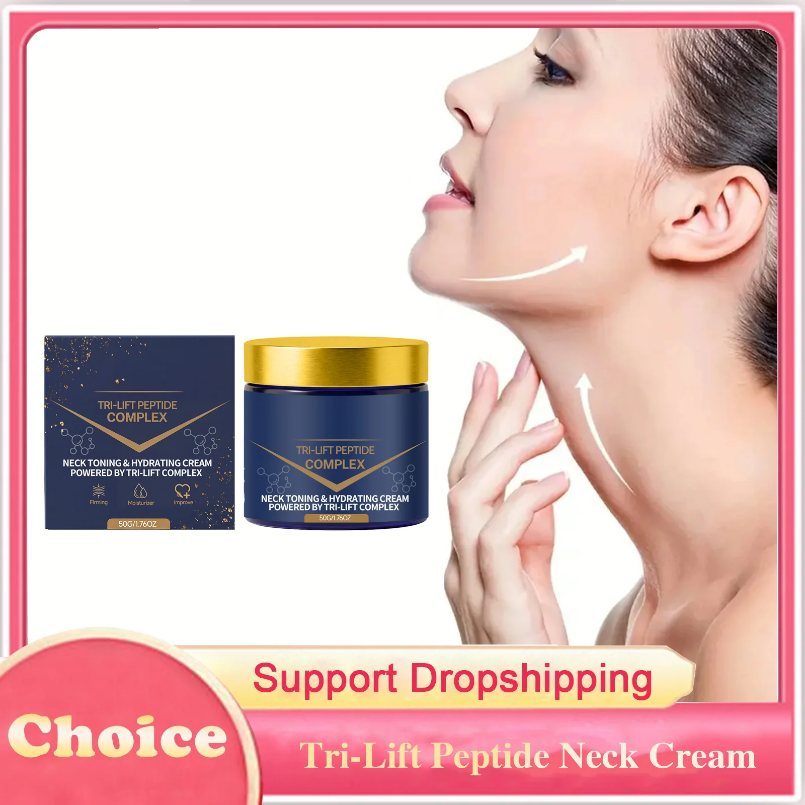 Tri-Lift Peptide Neck Firming Cream Anti‑Aging Boost Elasticity Moisturizing Smoothing Dull Skin Nourishing Lifting Neck Care