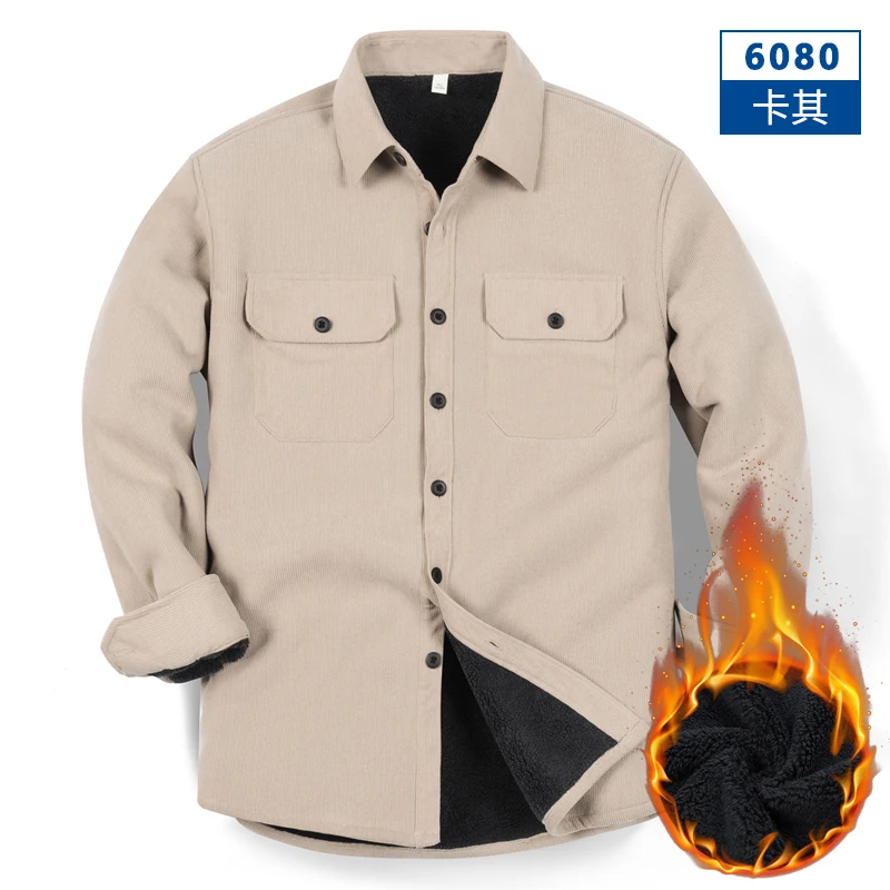 

Осень/зима, новая модная однотонная утолщенная теплая рубашка с длинным рукавом, мужская повседневная свободная спортивная рубашка большого размера высокого качества