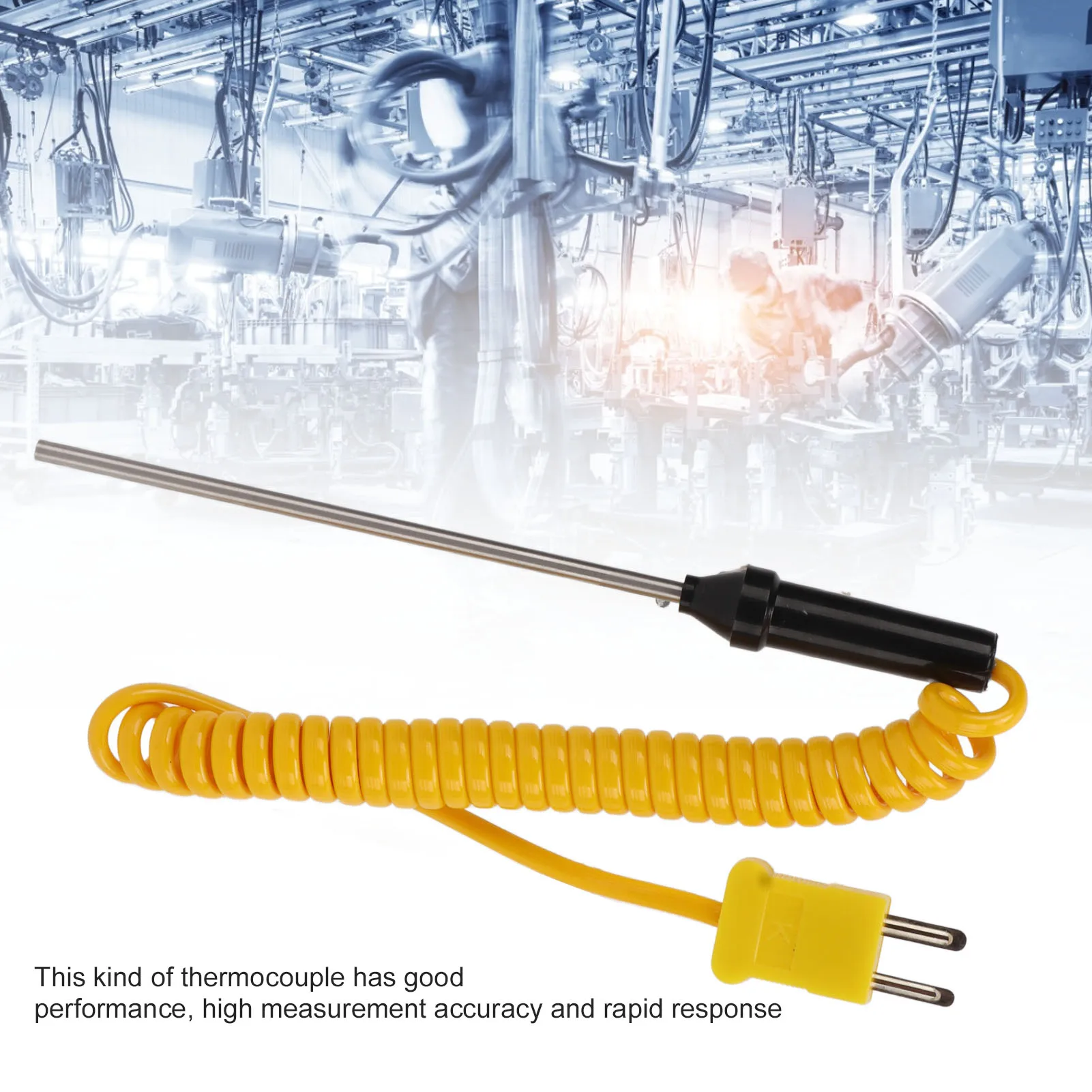 Thermocouple Temperature Probe K Type Plug Insulated Handle Rapid Respense for Worker for Temperature Testing for Factory