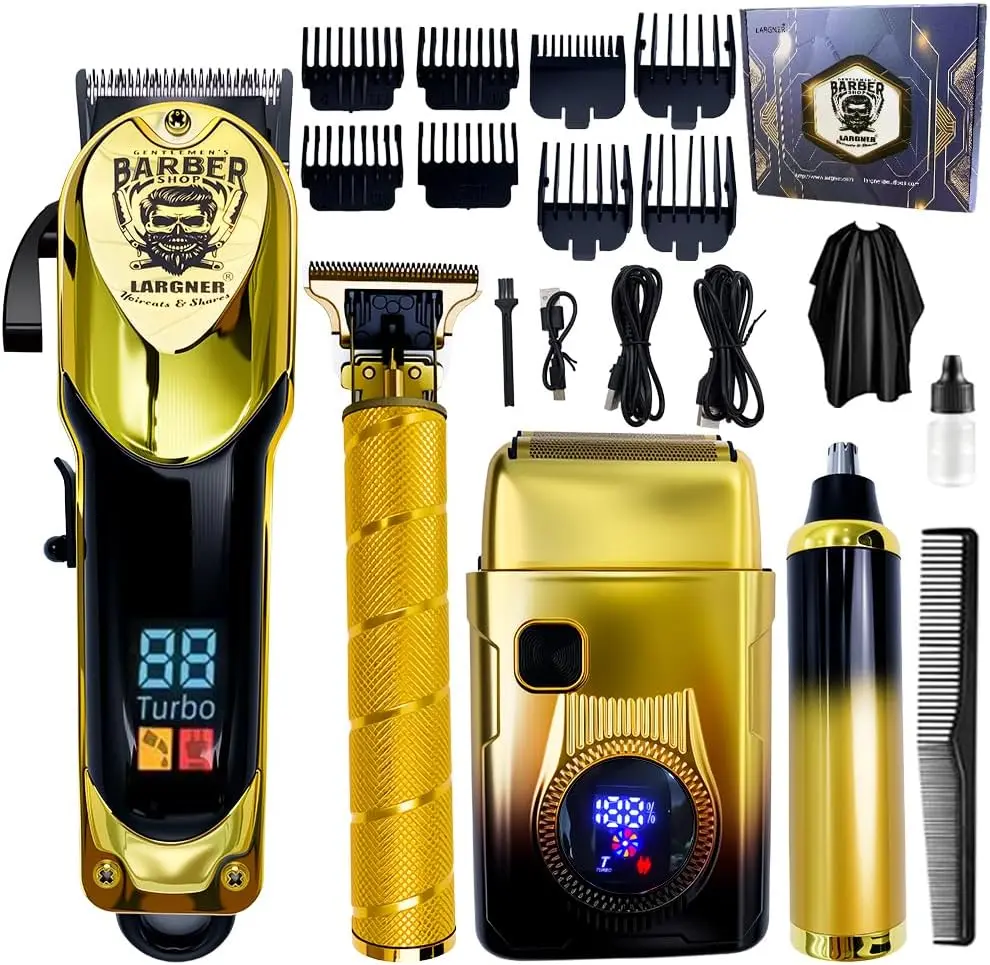

Professional 4-in-1 Cordless Hair Clipper Kit with USB-C Charging, LED Display & Adjustable Trimming - Ideal Gift