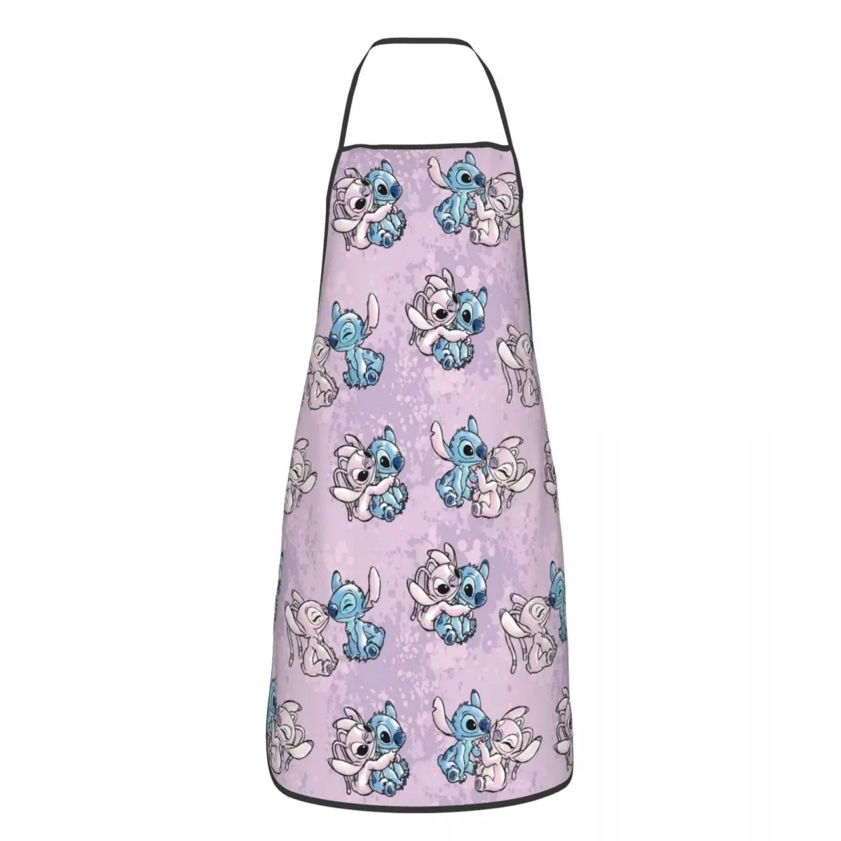 Custom Watercolor Lilo Stitch Angel Apron for Women Men Unisex Bib Animated Kitchen Cooking Tablier Cuisine Chef Baking