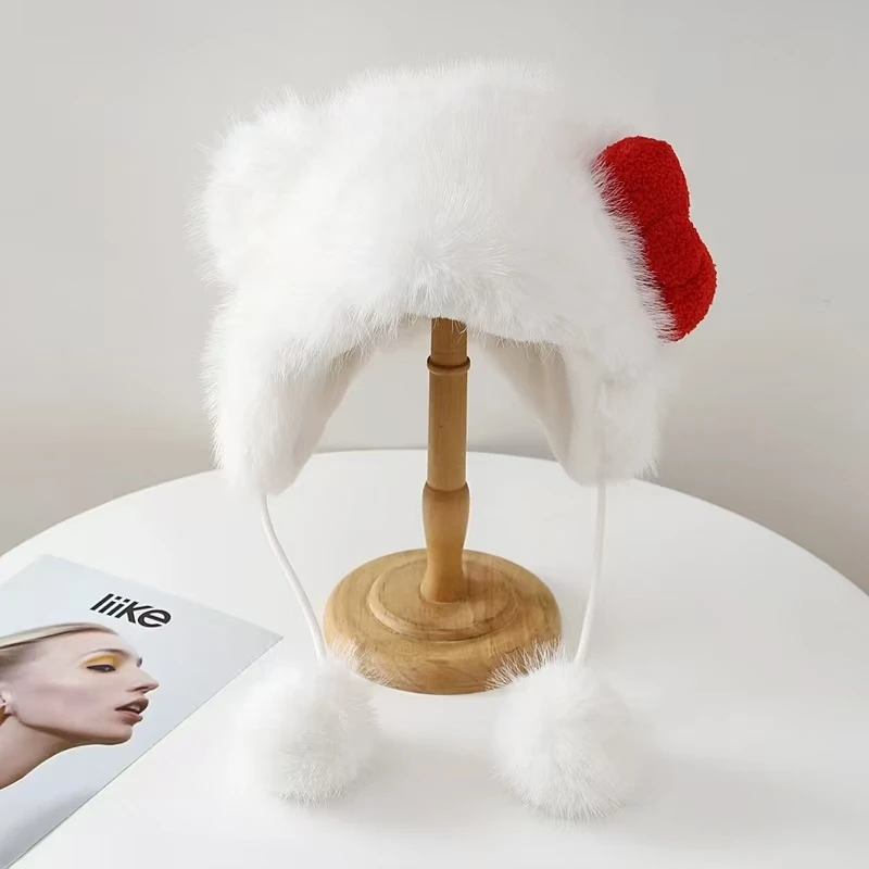 مرحبا كيتي أفخم قبعة الكرتون الخريف يندبروف قبعة فتاة حلوة نمط الشتاء قبعة قبعة دافئة هدية عيد الميلاد #5