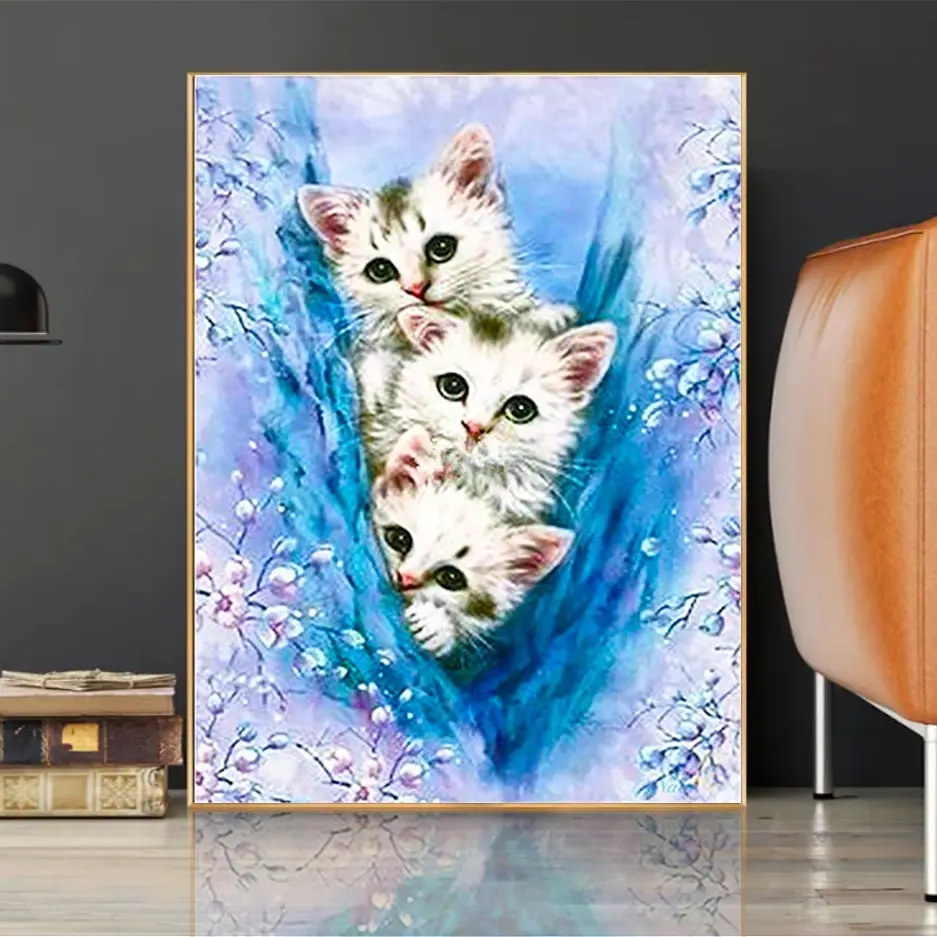 Cat 5D Diamond Painting Animal Pet Full Square/Round Diamond Mosaic Painting Kits Rhinestone Embroidery DIY Home Decor Gifts