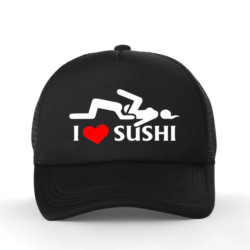 

I Love Sushi Funny Trucker Cap Unisex Cool Summer Mesh Breathable Snapback Baseball Hat Casquette