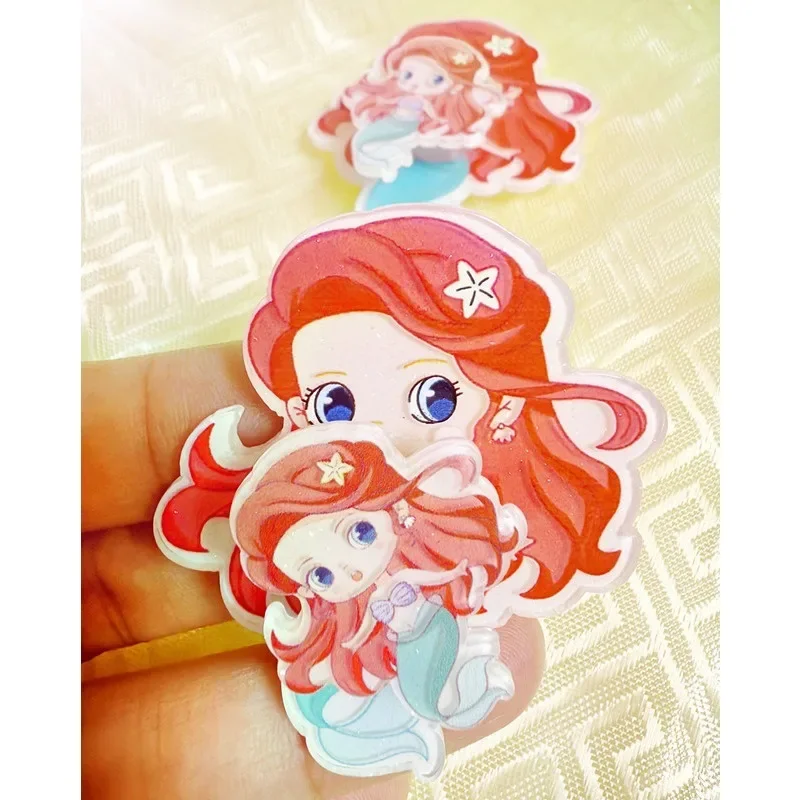 Disney-Kawaii Princesa Série Hairpin para Meninas, Acrílico, Últimas, Figura Anime, Rotativo, Moinho de Vento Design, Aniversário, Presente de Natal