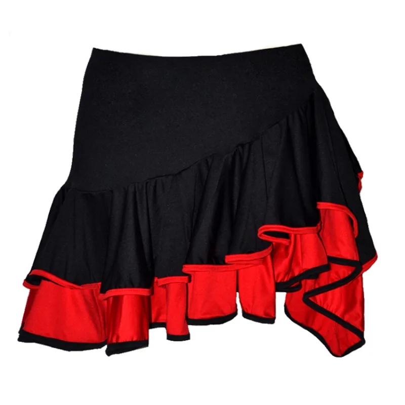 

Платье для латинских танцев по индивидуальному заказу, короткая юбка, черно-красная тренировочная юбка