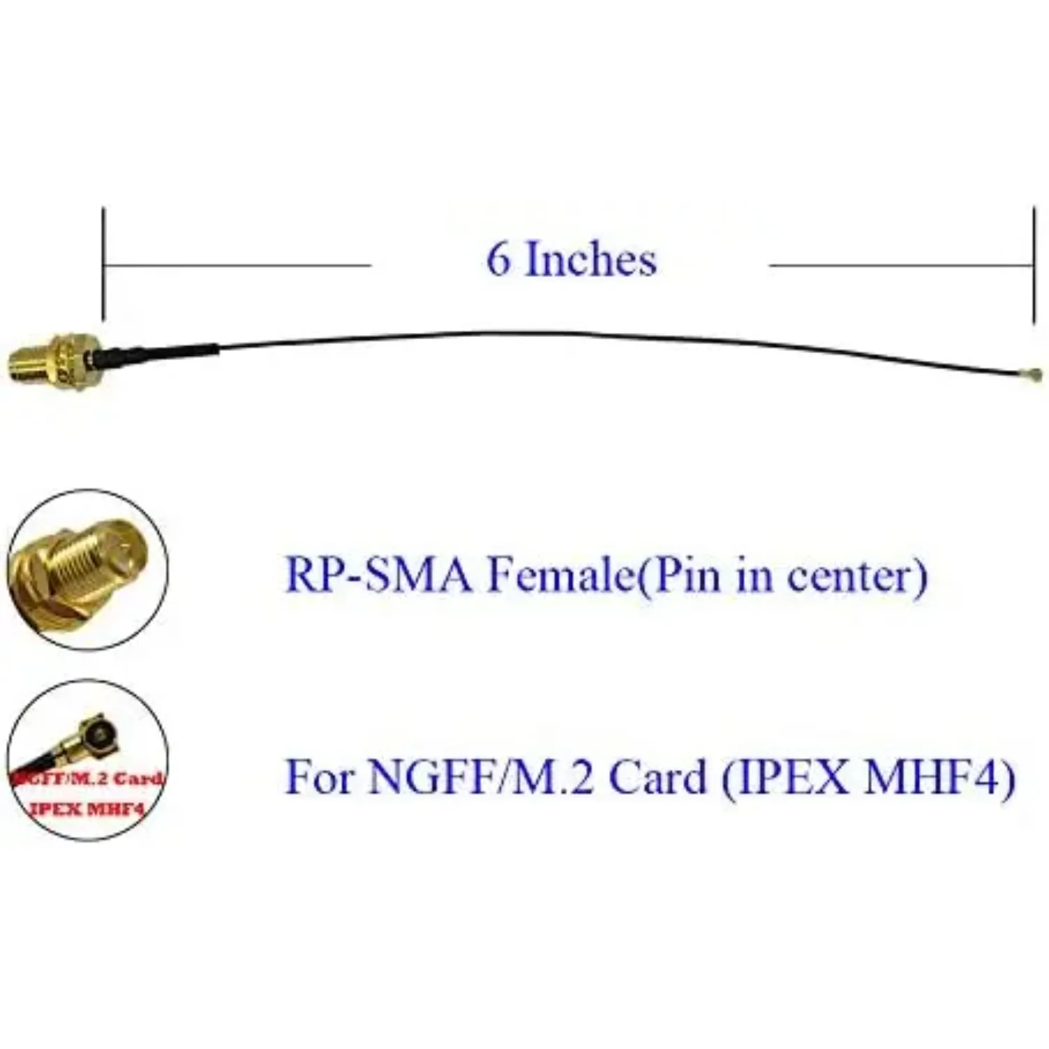Câble d'extension d'antenne en queue de cochon, connecteur UFL vers SMA M.2 NGFF U.FL vers RP-SMA femelle MHF4 I-P-X-4 I-P-E-X-4 (15cm (2 pièces))