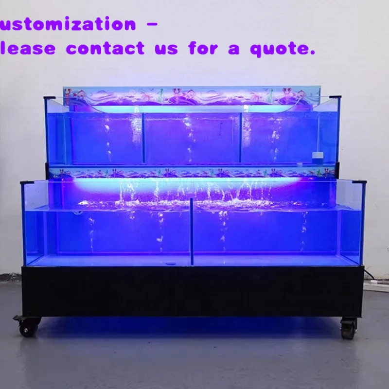 

custom.Commercial Vertical Glass Fish Rectangle-Shaped Live Seafood Made in China Living Room Aquariums & Accessor