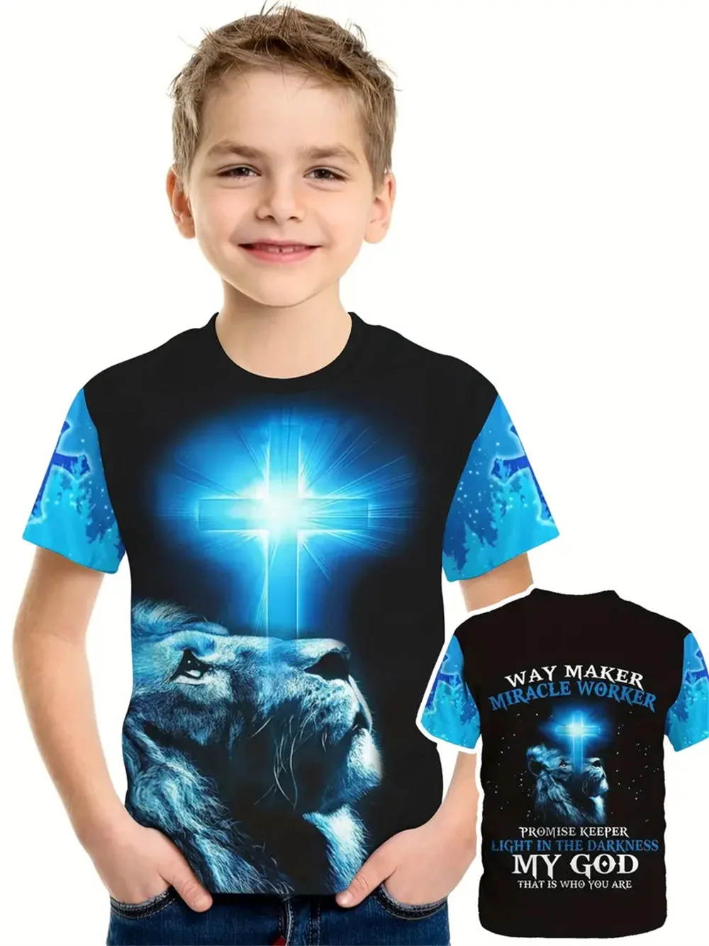 Cross 3d Print T-shirt Kinderen Jongens Kleding Korte Mouw Casual Kinderkleding Mode T-shirt Voor Jongens