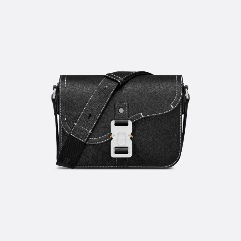 Luxury Brand Messenger Bag Men Classic Square Saddle Flap Cross Bag Original Quality Black Grain Leather Designer Shoulder Bag