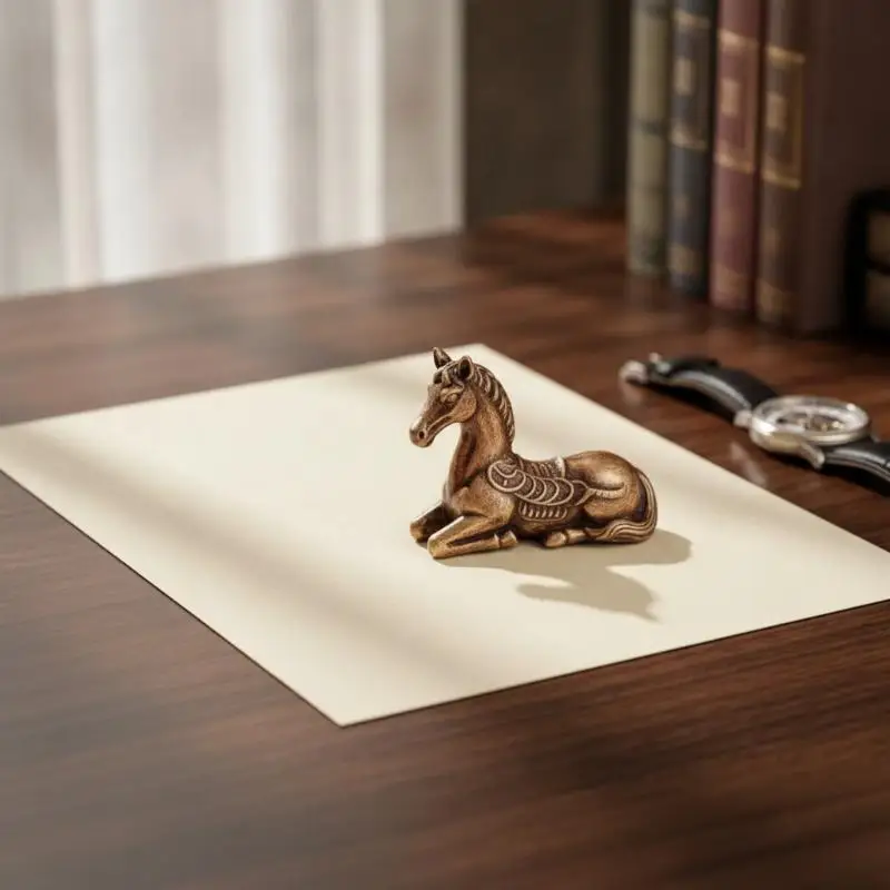 Brass Horse Statue Vintage Handcrafted Ornament Polished Finish for Living Room Shelf Office Desktop Horse Lover Gift
