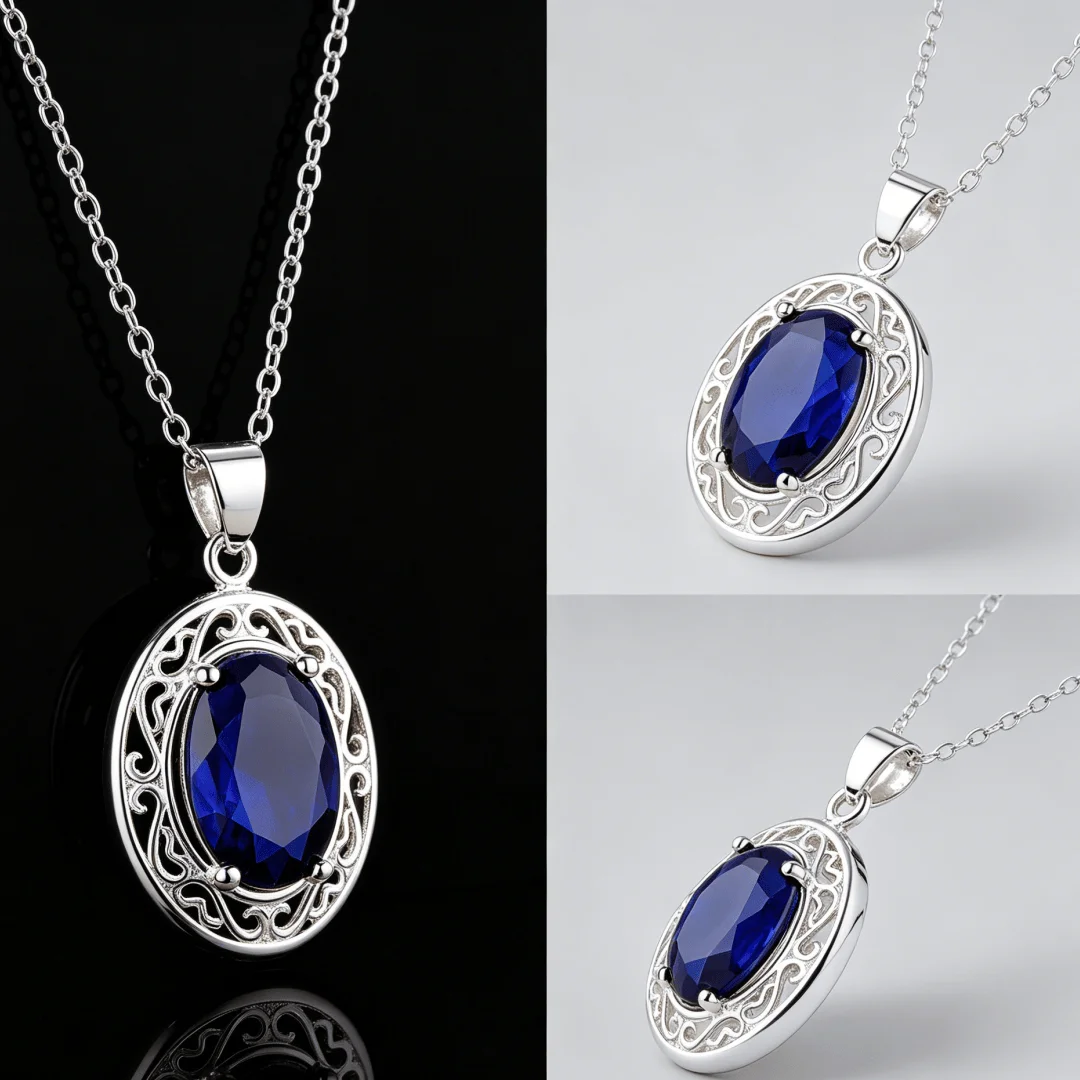 

Special offer 925 Sterling Silver classy Blue Crystal Oval Pendant Necklace For Women fashion party boutique accessories Jewelry