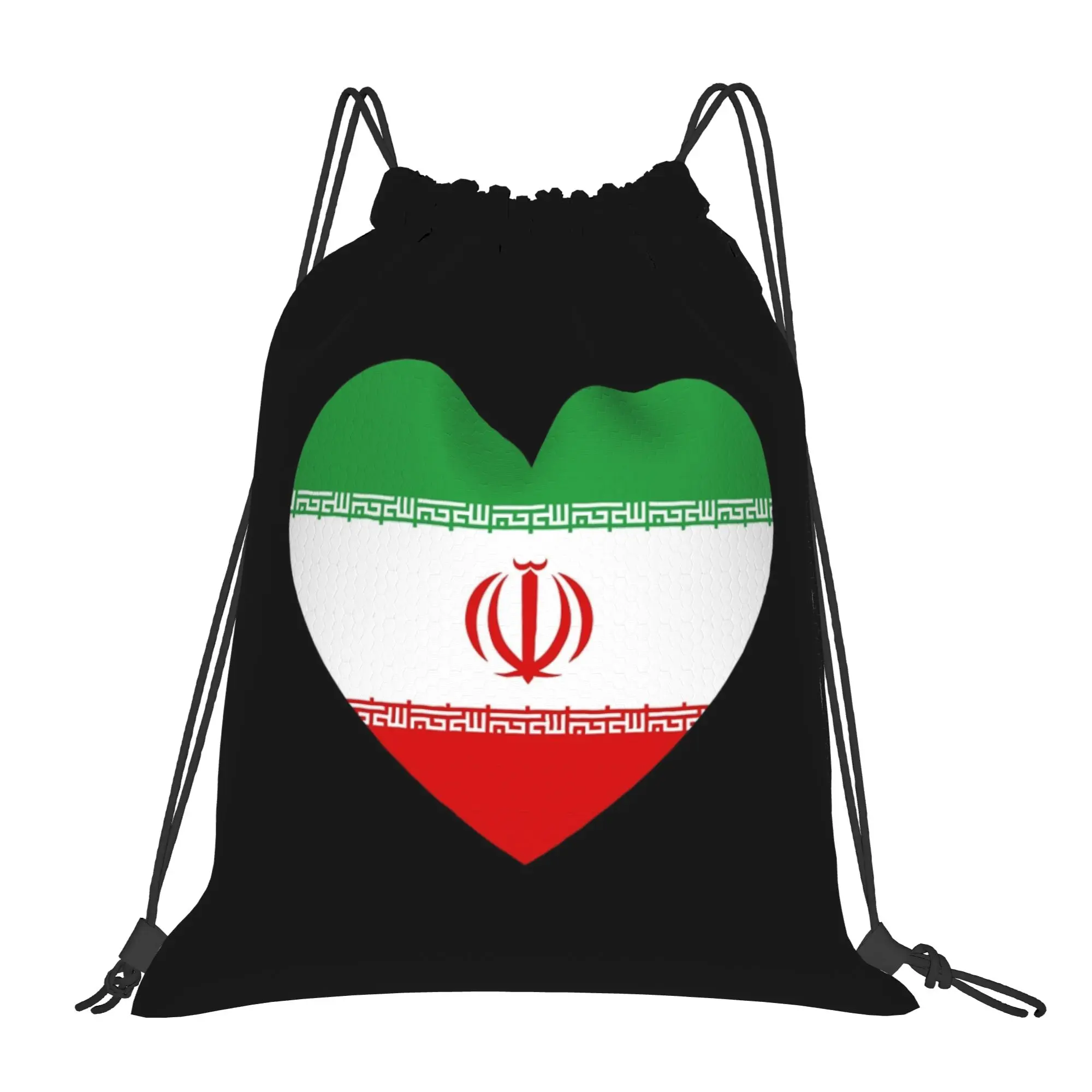 

Рюкзак-мешок с флагом Ирана в форме сердца, спортивная сумка на шнурке, водонепроницаемая сумка для спортзала, дорожная сумка-мешок
