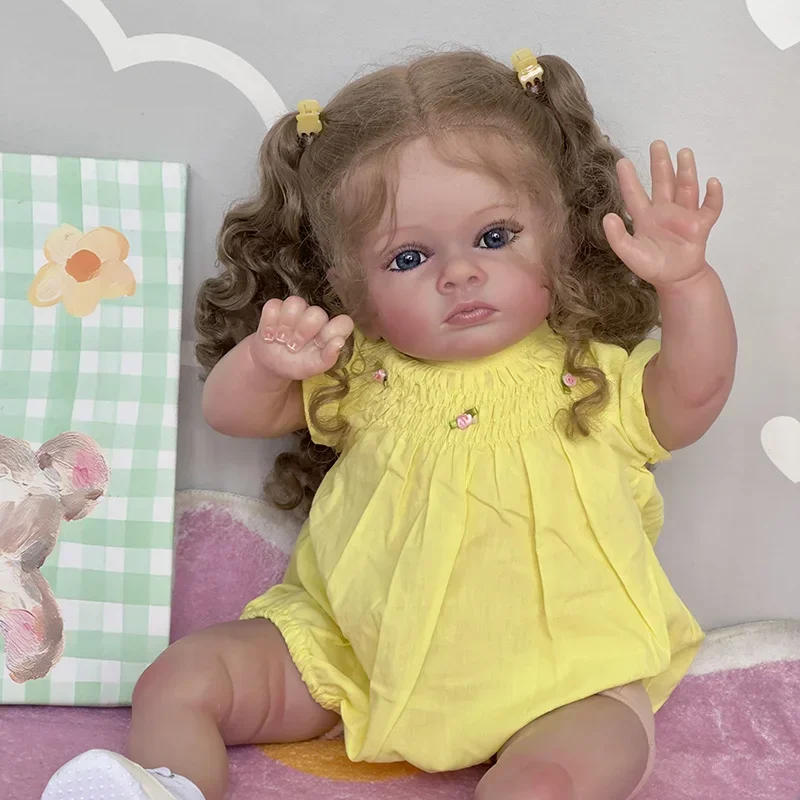 

60cm Reborn Toddler Girl Doll Tutti High Quality Already Finished Painted Handmade Doll Freckled Skin Very Detailed 3D Skin