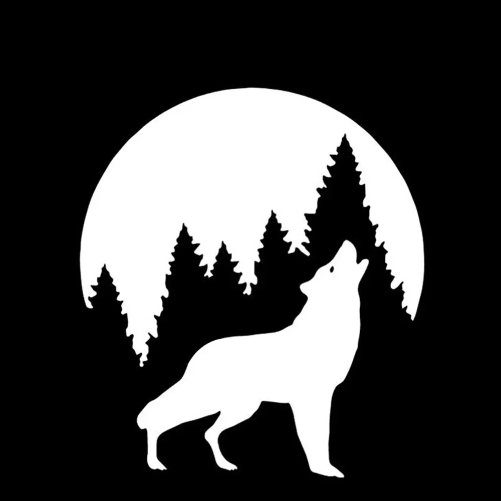 Decor Motorcycle Decals Wolf In The Moonlight Decorative Accessories Creative Sunscreen Waterproof PVC Car Stickers