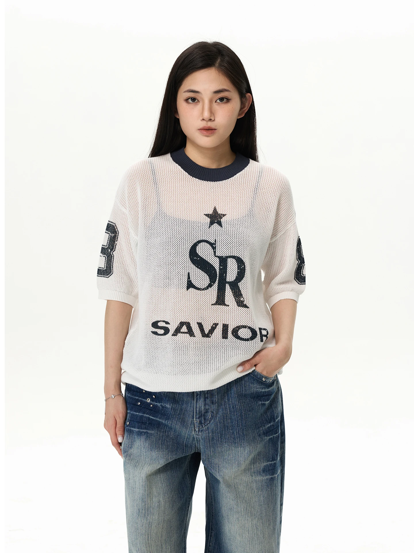 

Футболка Talklater в американском стиле, летняя, с сетчатым принтом, с коротким рукавом, унисекс, повседневная, универсальная, свободного кроя, с круглым вырезом, для пар