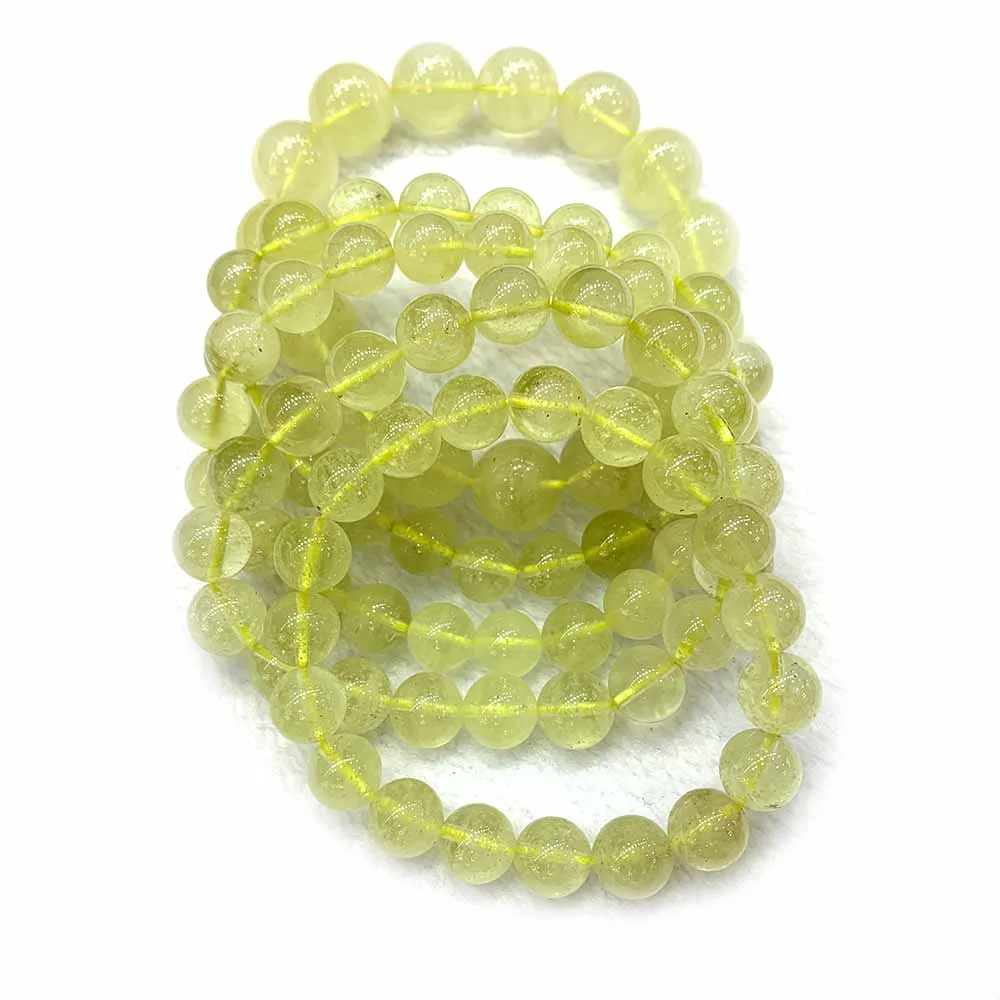 Veemake Natural Genuine Clear Yellow Libyan Meteorite Round Beads Bracelets 08056