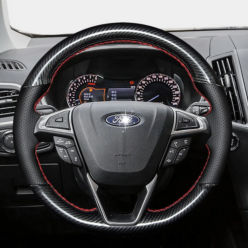 DIY Custom Microfiber Leather Car Steering Wheel Cover for Ford Fusion Mondeo 2013 2014 EDGE 2015 2016 Steering Wheel Wrap