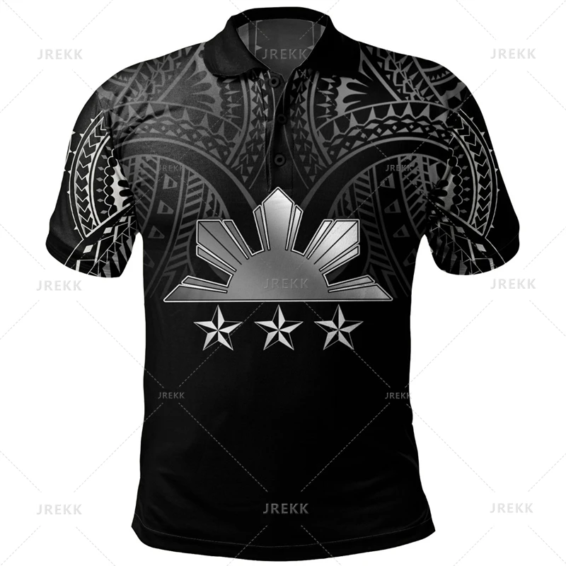 Camisa polo gráfica para homens, impressão 3D, harajuku, tribal, padrões polinésios, orgulho de ser, polo