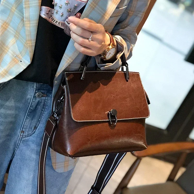 Yao Dong Burminsa Cowhide Genuine Leather Wide Strap Shoulder Crossbody Bags For Women 2024 Trend Designer Short Handle Ladies H