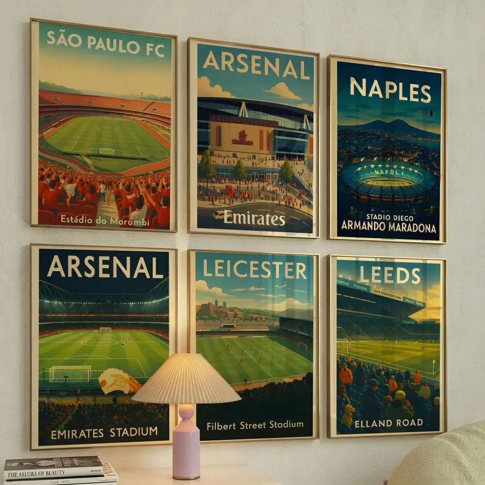 Vintage Retro Famous Football Field Painting Calligraphy Canvas Painting Wall Art for Living Room Bedroom Home Decor Decals Gift