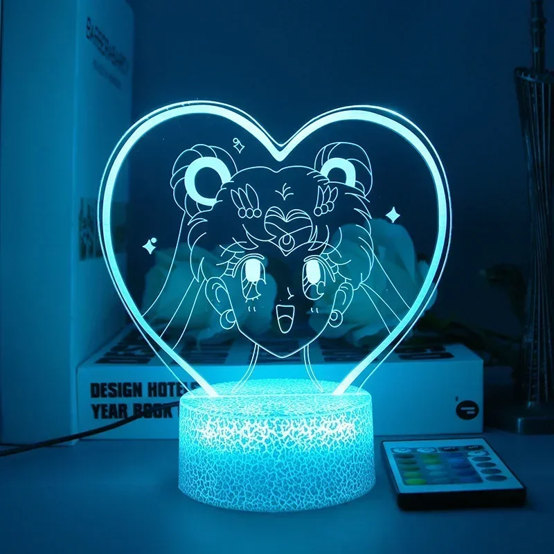 Anime Sailor Moon Cartoon Tsukino Usagi 3D Led Night Light Lamp Home Room Acrylic Lamp Desk Decor for Kids Illusion Novelty Gift view 6