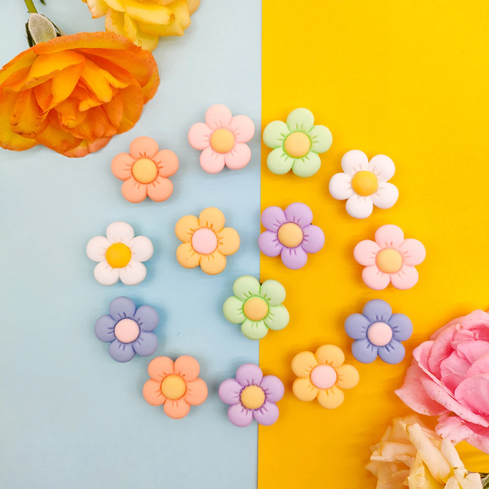 14 pçs flor série sapato encantos para sandálias, sacos de praia, decorações de sapato pvc acessórios diy encantos qualidade premium