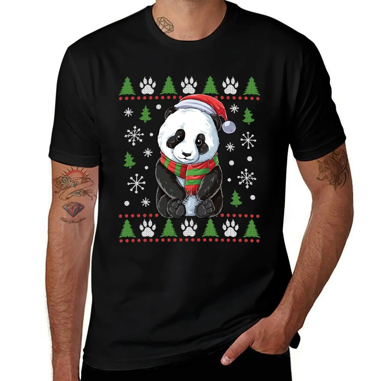 

Panda Ugly Christmas Sweater T Shirt Santa Hat Bear Xmas Gifts Ideas for Panda Lover T-Shirt t shirts with prints T-Shirt