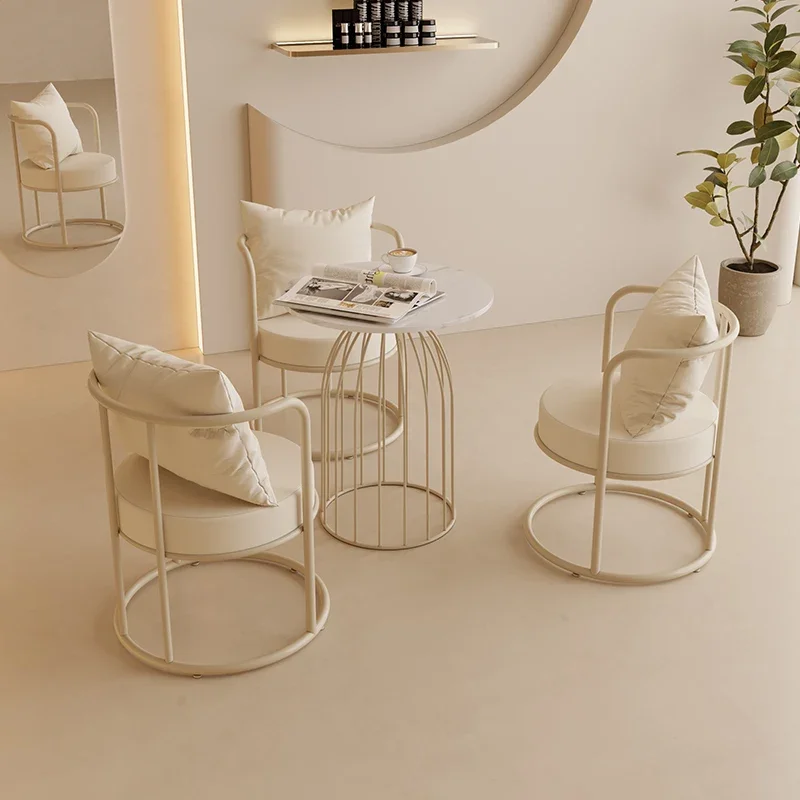 Simple modern beauty salon wrought iron negotiation reception table and chair combination